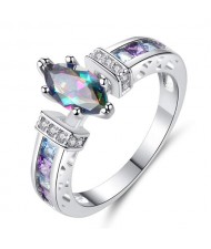 Colorful Drop Shape Rhinestone Women Shining Fashion Wholesale Ring