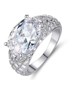 Shining Egg Shape Cubic Zirconia Big Design Women Wholesale Statement Ring