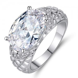 Shining Egg Shape Cubic Zirconia Big Design Women Wholesale Statement Ring