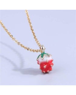 Simple Red Strawberry Pendant Fashionable Women Wholesale Costume Necklace