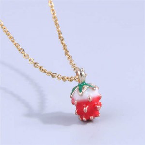 Simple Red Strawberry Pendant Fashionable Women Wholesale Costume Necklace