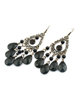 Black Bohemian Dripping Style Earrings