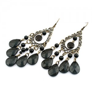 Black Bohemian Dripping Style Earrings