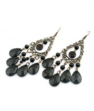 Black Bohemian Dripping Style Earrings