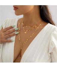 Stars Tassel Multilayer Chain Wholesale Fashion Women Necklace - Golden