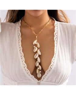 Bohemian Hand Braided Seashell Long Tassel Pendant Chunky Wholesale Necklace