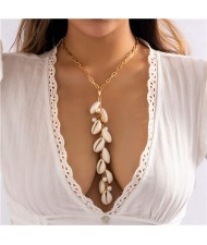 Bohemian Hand Braided Seashell Long Tassel Pendant Chunky Wholesale Necklace