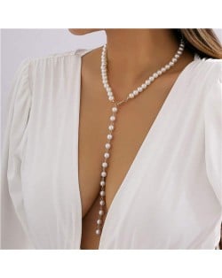 Vintage Elegant Pearl Chain Long Tassel Women Wholesale Fashion Necklace