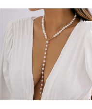 Vintage Elegant Pearl Chain Long Tassel Women Wholesale Fashion Necklace