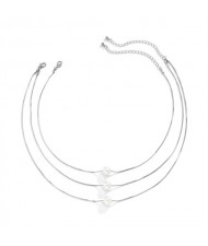 Pearl Decorated Simple Square Pendant Elegant Women Wholesale Fashion Necklace - Silver