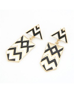 Unique Black and White Contrast Style Geometric Earrings