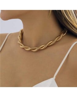 Hip-hop Style Double Layer Twist Chain Wholesale Statement Necklace - Golden