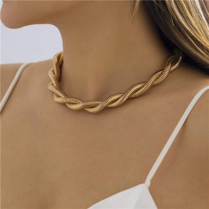 Hip-hop Style Double Layer Twist Chain Wholesale Statement Necklace - Golden