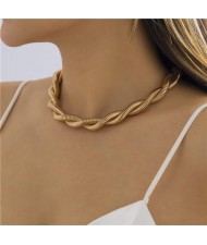 Hip-hop Style Double Layer Twist Chain Wholesale Statement Necklace - Golden