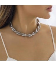 Hip-hop Style Double Layer Twist Chain Wholesale Statement Necklace - Silver