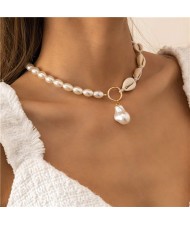Summer Beach Style Pearl and Sea Shell Combo Women Wholesale Necklace