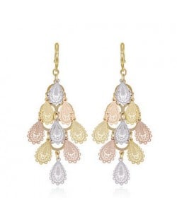 Hollow Peacock Feather Patterns Dangling Earrings