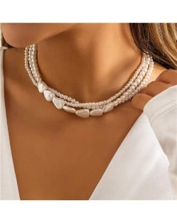 Vintage Baroque Style Popular Three Layers Pearl Fashion Women Wholesale Necklace