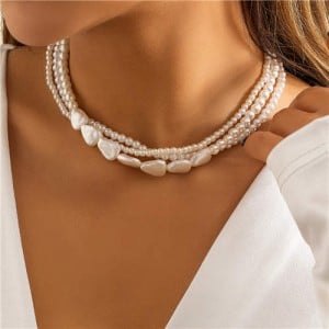 Vintage Baroque Style Popular Three Layers Pearl Fashion Women Wholesale Necklace