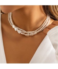 Vintage Baroque Style Popular Three Layers Pearl Fashion Women Wholesale Necklace