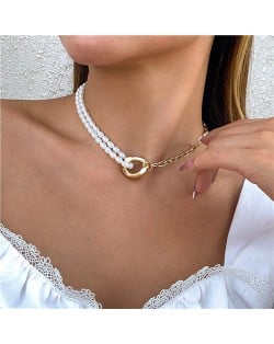 Pearl and Alloy Combo Chain Unique Design Women Wholesale Fashion Choker Necklace
