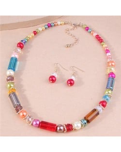 Bohemian Colorful Beads Earrings and Necklace Wholesale Fashion Jewelry Set