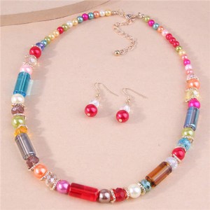 Bohemian Colorful Beads Earrings and Necklace Wholesale Fashion Jewelry Set