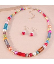 Bohemian Colorful Beads Earrings and Necklace Wholesale Fashion Jewelry Set