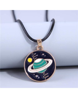 Simple Design Planet Pendant Black Rope Chain Fashion Wholesale Necklace