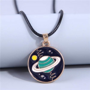 Simple Design Planet Pendant Black Rope Chain Fashion Wholesale Necklace