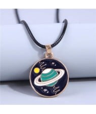 Simple Design Planet Pendant Black Rope Chain Fashion Wholesale Necklace