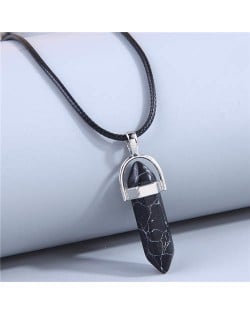 Fashionable Pillar Pendant Paraffin Rope Wholesale Costume Necklace - Black