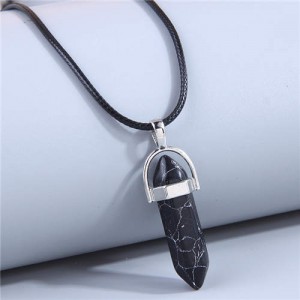 Fashionable Wholesale Jewelry Pillar Pendant Paraffin Rope Wholesale Costume Necklace - Black