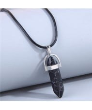 Fashionable Pillar Pendant Paraffin Rope Wholesale Costume Necklace - Black