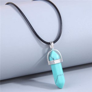 Fashionable Wholesale Jewelry Pillar Pendant Paraffin Rope Wholesale Costume Necklace - Blue