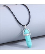 Fashionable Wholesale Jewelry Pillar Pendant Paraffin Rope Wholesale Costume Necklace - Blue