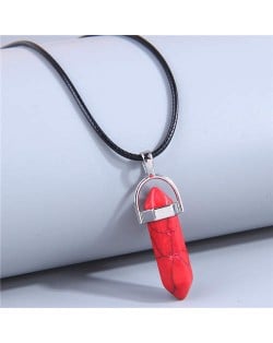 Fashionable Pillar Pendant Paraffin Rope Wholesale Costume Necklace - Red