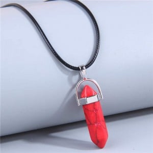 Fashionable Wholesale Jewelry Pillar Pendant Paraffin Rope Wholesale Costume Necklace - Red