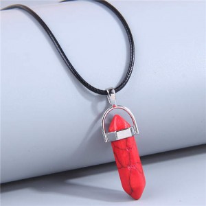 Fashionable Wholesale Jewelry Pillar Pendant Paraffin Rope Wholesale Costume Necklace - Red