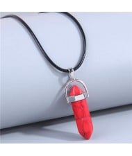 Fashionable Pillar Pendant Paraffin Rope Wholesale Costume Necklace - Red