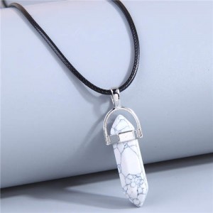 Fashionable Wholesale Jewelry Pillar Pendant Paraffin Rope Wholesale Costume Necklace - White