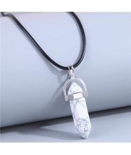 Fashionable Pillar Pendant Paraffin Rope Wholesale Costume Necklace - White