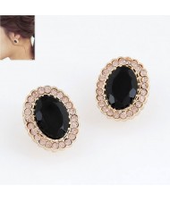 Black Luxurious Gem Inlaid with Rhinestones Rim Ear Studs