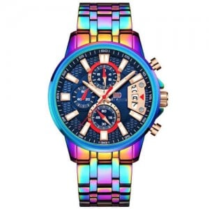 Bright Gradient Color Unique Style Waterproof Luminous Dial Multifunctional Men Sport Wrist Watch
