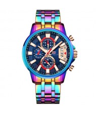 Bright Gradient Color Unique Style Waterproof Luminous Dial Multifunctional Men Sport Wrist Watch