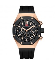 Rivets Embellished Octagon Cool Fashion Waterproof Luminous Hand Multifunctional Men Sport Wrist Watch