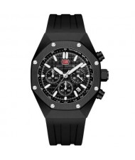 Rivets Embellished Octagon Cool Fashion Waterproof Luminous Hand Multifunctional Men Sport Wrist Watch