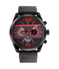 Mechanical Style Waterproof Multifunctional Men Sport Leather Wrist Quartz Watch