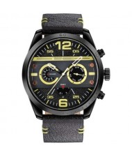 Mechanical Style Waterproof Multifunctional Men Sport Leather Wrist Quartz Watch