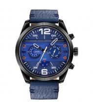 Mechanical Style Waterproof Multifunctional Men Sport Leather Wrist Quartz Watch